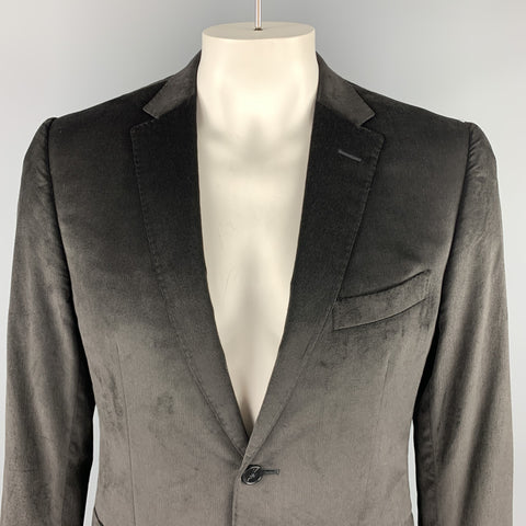 Z ZEGNA Size 40 Black Velvet Notch Lapel Sport Coat