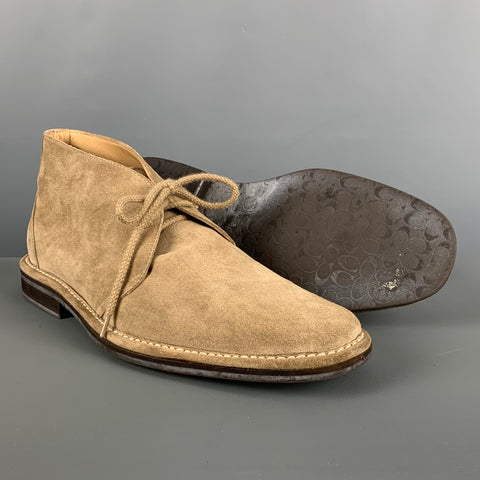 COACH Size 10.5 Beige Suede Ankle Lace Up Shoes