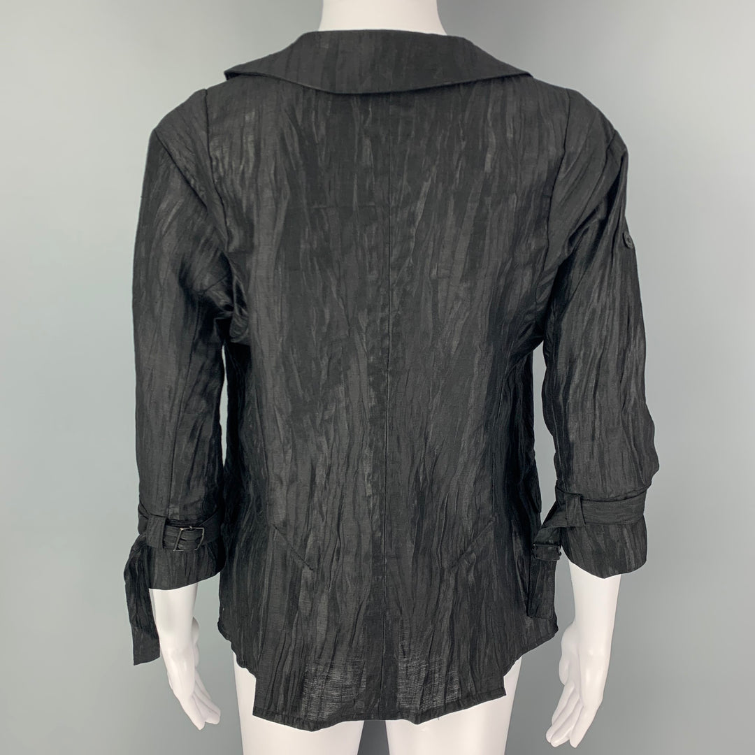 COSA NOSTRA Size M Black Silk Blend Wrinkled Jacket