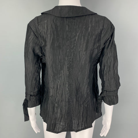 COSA NOSTRA Taille M Veste froissée en mélange de soie noire
