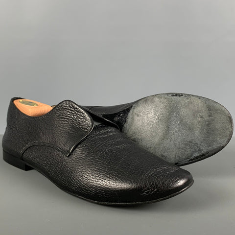 LANVIN Size 11 Black Solid Leather Slip On Loafers