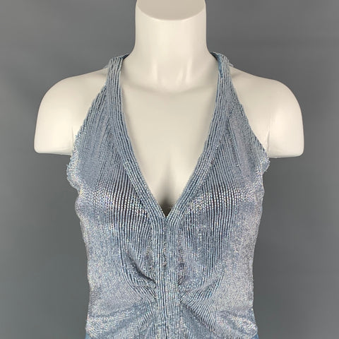 vintage GIORGIO ARMANI Taille M Bleu Clair Perlé Body Suit Robe Top