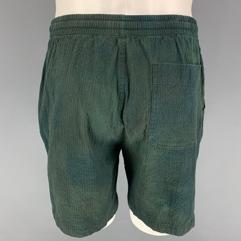 TODD SNYDER Size M Dark Green Textured Cotton Shorts