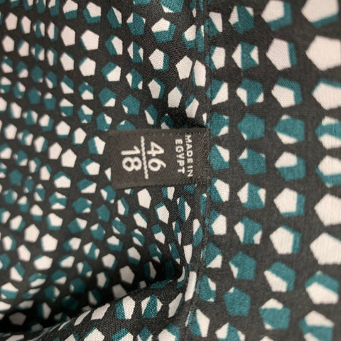 Z ZEGNA Size XXL Black Green Abstract Cotton Long Sleeve Shirt