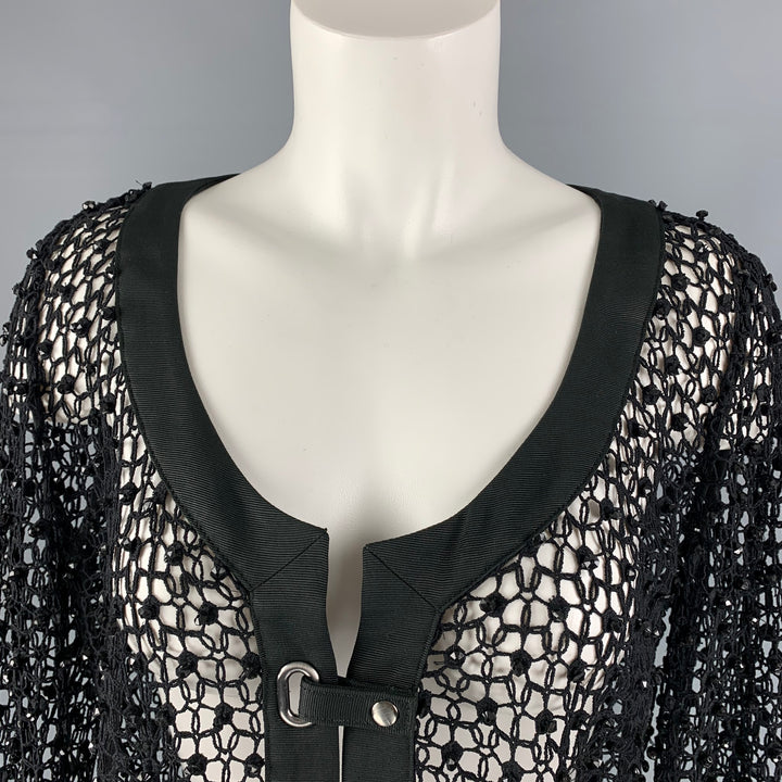 ARMANI COLLEZIONI Size 10 Black Mesh Scoop Neck Jacket