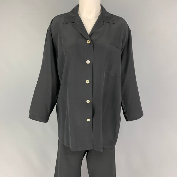 OLIVIA VON HALLE Size S Black Short Sleeve 2 Piece Pajama Set