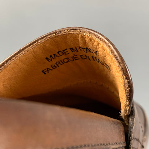 SAKS FIFTH AVENUE Size 10 Brown Antique Leather Slip On Loafers
