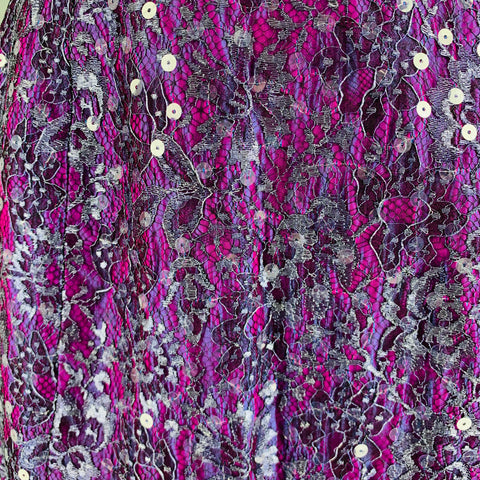 GEOFFREY BEENE Talla 6 Falda por debajo de la rodilla de encaje plateado morado