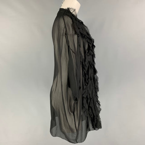 FAITH CONNEXION Talla S Blusa de manga corta con volantes de seda negra