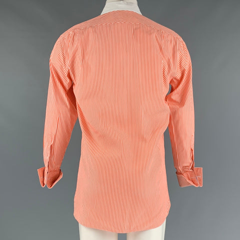 RALPH LAUREN Size M Orange White Stripe Cotton French Cuff Long Sleeve Shirt