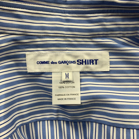 COMME des GARCONS SHIRT Size M Blue Stripe Cotton Button Up Long Sleeve Shirt