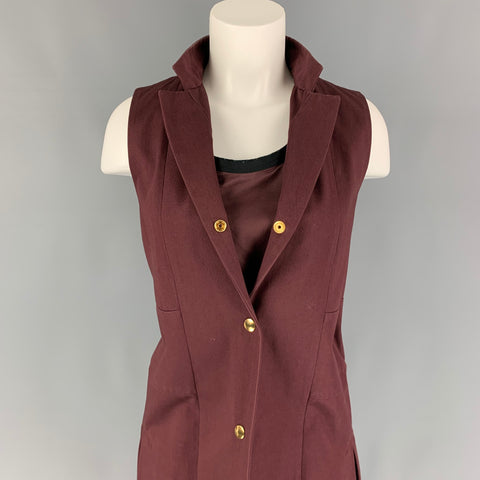 MARNI SS 13 Size 4 Burgundy Cotton Sleeveless 2 Piece Dress Set