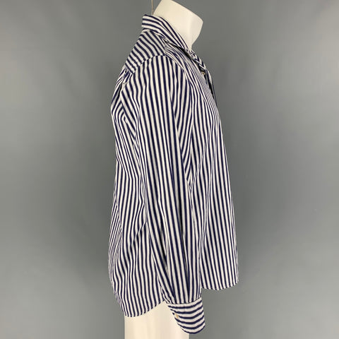 TOMORROWLAND Size S Blue White Stripe Cotton Long Sleeve Shirt