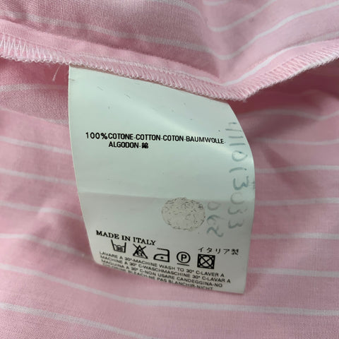 VIVIENNE WESTWOOD MAN Size L Pink White Stripe Cotton Asymmetrical Collar Long Sleeve Shirt