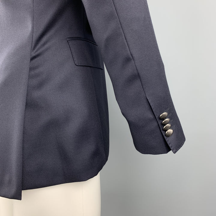 HUGO BOSS Size 36 Navy Woven Wool Notch Lapel Sport Coat