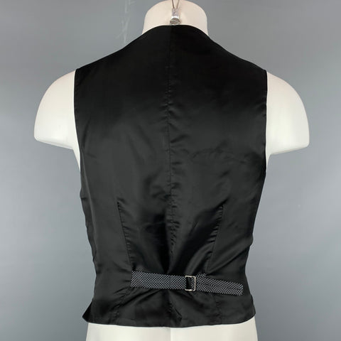 ERMENEGILDO ZEGNA Size M Black & White Dot Print Silk Buttoned Vest
