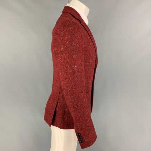 GUCCI Size 38 Red Multi-Color Tweed Wool Notch Lapel Sport Coat