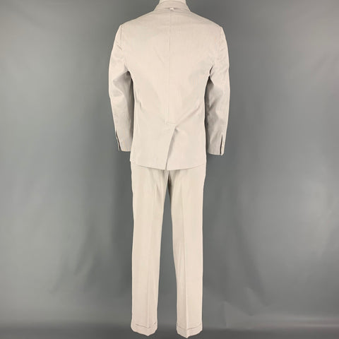 BLACK FLEECE Size 38 Grey White Stripe Cotton Notch Lapel 31 Suit