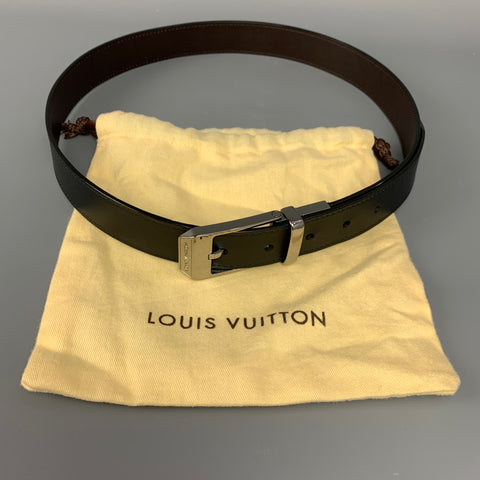 LOUIS VUITTON Size 34 Black & Brown Reversible Leather Belt