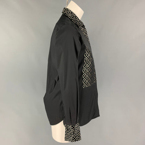 VALENTINO Size 6 Black White Cotton Blend Floral Long Sleeve Casual Top