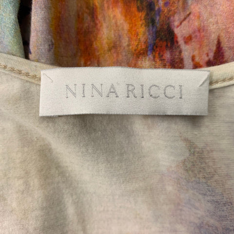 NINA RICCI Size 8 Pink Multicolour Cotton &  Elastane Tie Dye Blouse