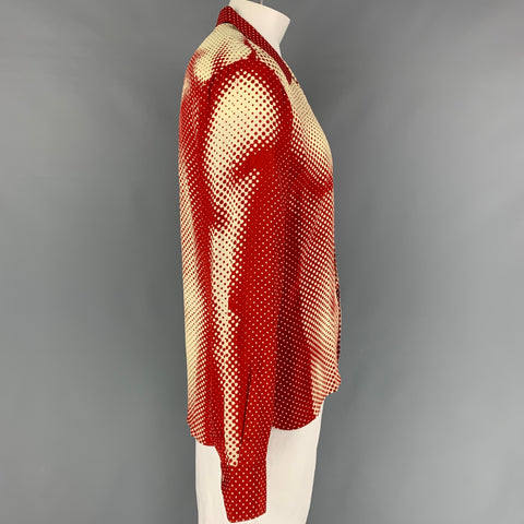 JEAN PAUL GAULTIER Spring 1996 Size L Red Beige Trompe l’œil Torso Print Shirt