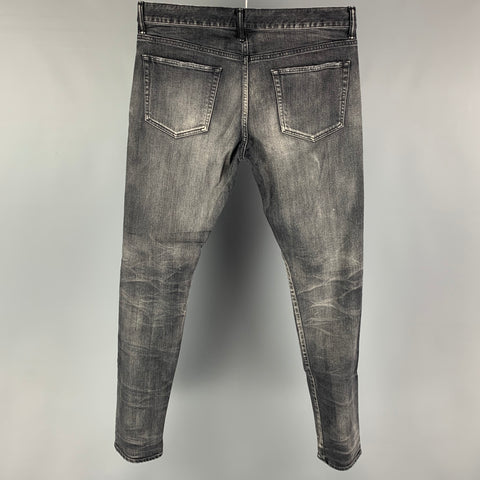 JOHN ELLIOTT Taille 34 Jean gris en coton vieilli avec braguette boutonnée