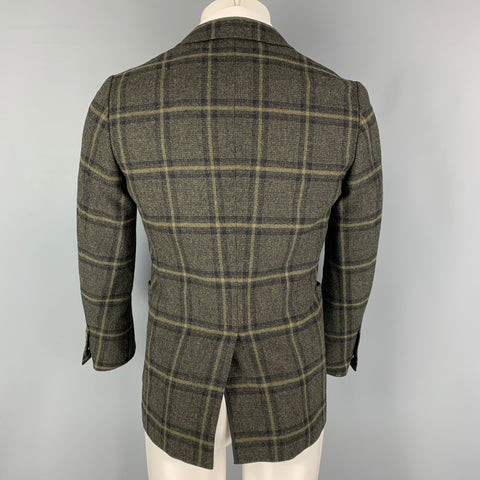 SHIPS Taille S Manteau de sport à revers à carreaux olive noir