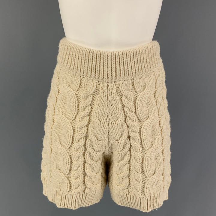 MR.MITTENS Size XS Cream Wool Cable Knit Elastic Waistband Shorts