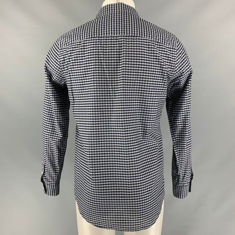 A.P.C. Size S Blue Checkered Cotton Button Down Long Sleeve Shirt