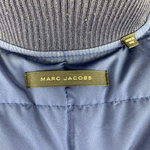 MARC JACOBS Size 38 Navy Padded High Ribbed Collar Zip Up Vest