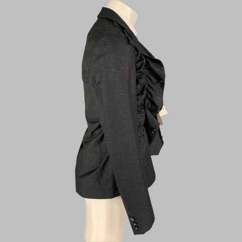 COMME des GARCONS HOMME PLUS SS 19 Size L Black Blue Metallic Ruched Sport Coat