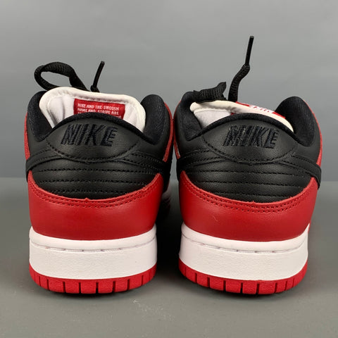 NIKE Size 6 Red White Color Block Leather Low Top Sneakers