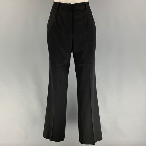 YVES SAINT LAURENT Pantalon habillé plissé en laine vierge noire taille 6