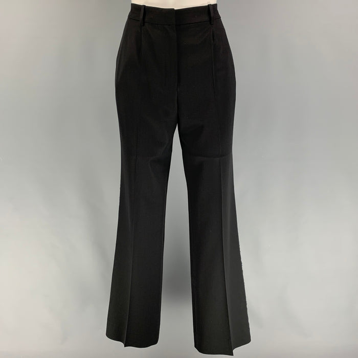 YVES SAINT LAURENT Size 6 Black Virgin Wool Pleated Dress Pants