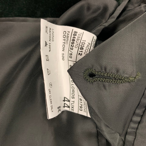POLO by RALPH LAUREN Size 44 Regular Green Velvet Cotton Peak Lapel Sport Coat