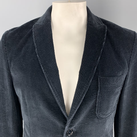 DANIELE ALESSANDRINI Size M Navy Corduroy Cotton / Elastane Sport Coat