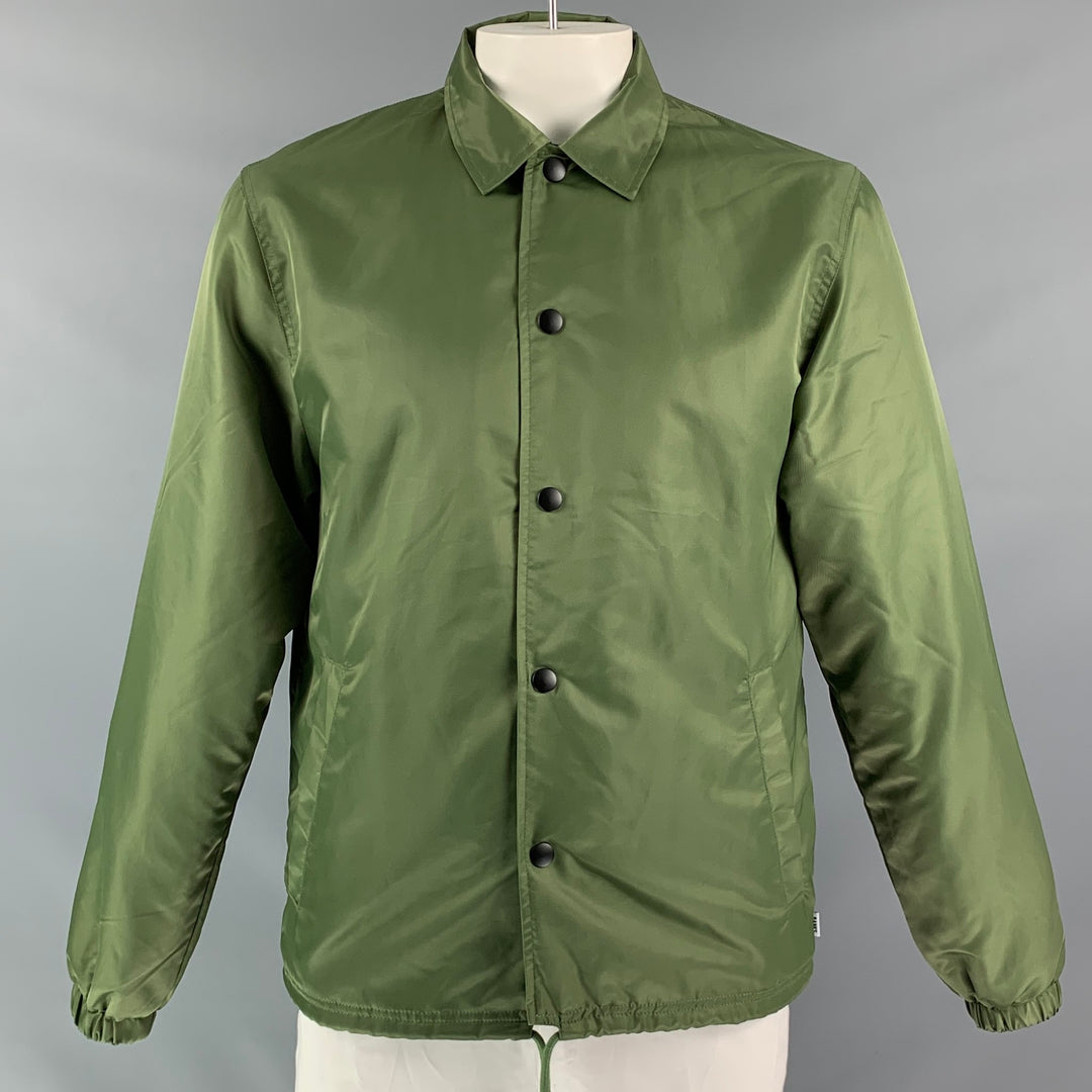 BANKS JOURNAL Nylon Chest Size L Green Solid Snaps Jacket