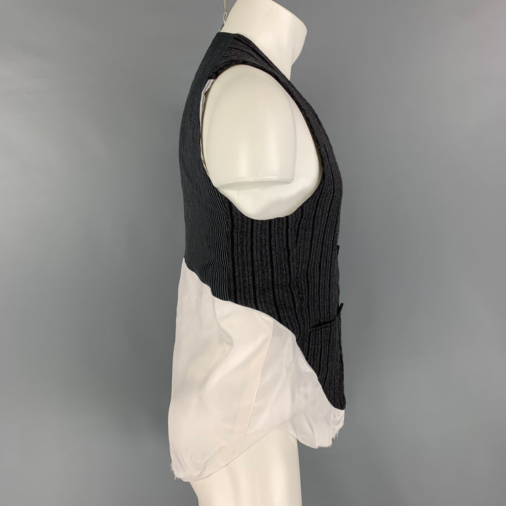 GEOFFREY B. SMALL for L'ECLAIREUR Size One Size Grey White Stripe Asymmetrical Vest