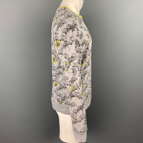 CARVEN Size XL Grey Print Cotton Crew-Neck Pullover