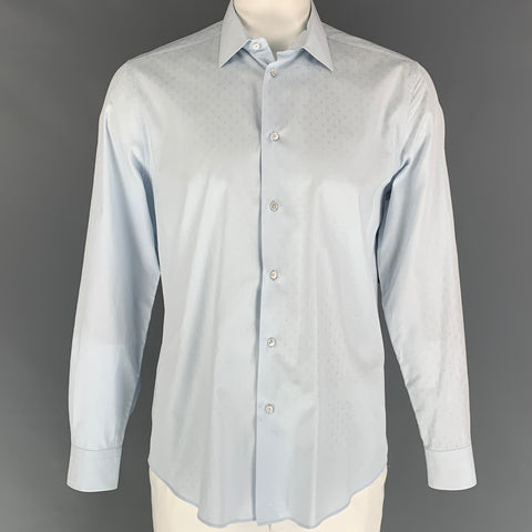 LOUIS VUITTON Size XL Light Blue Monogram Cotton Button Up Long Sleeve Shirt