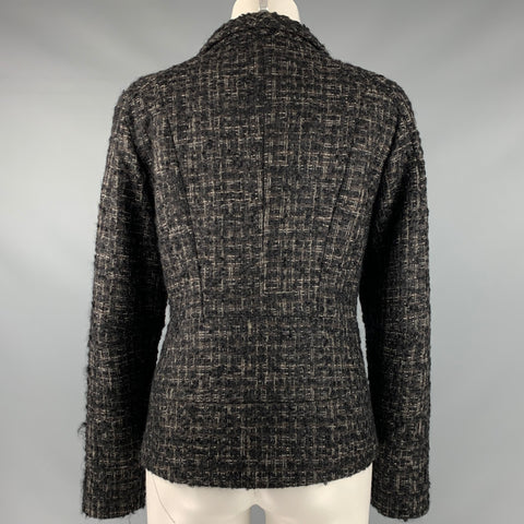 BRIONI Taille L Veste Tweed Snaps Noir Gris
