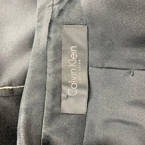 CALVIN KLEIN COLLECTION Size M Black Contrast Stitch Cotton Notch Lapel Open Front Jacket