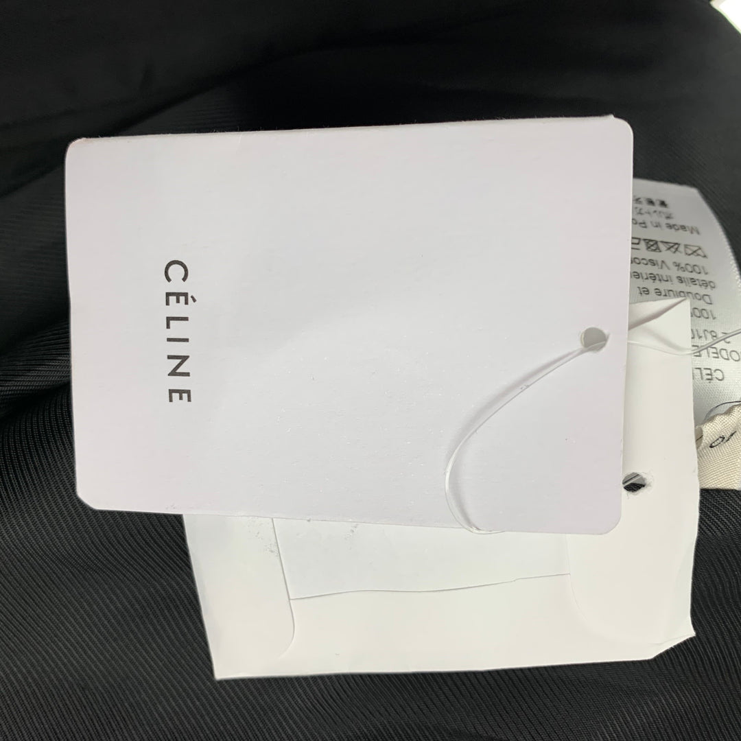CELINE Size 8 Dark Blue Wool Double Breasted Coat