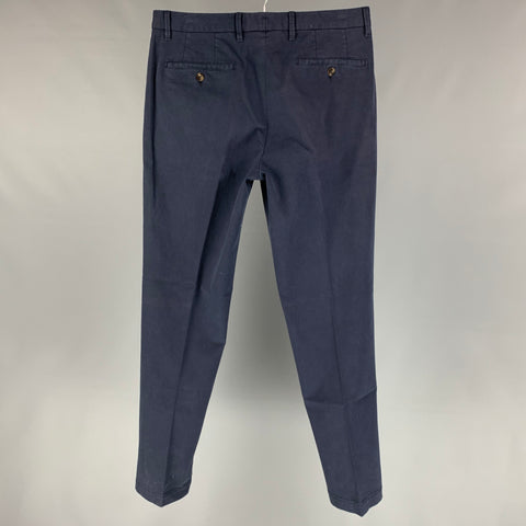 GOODS Taille 32 Pantalon décontracté en coton bleu marine à devant plat