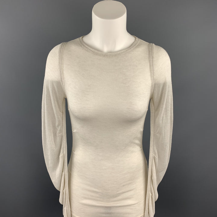 DOLCE & GABBANA Size 4 Off White Knitted Ruched Sleeves Pullover