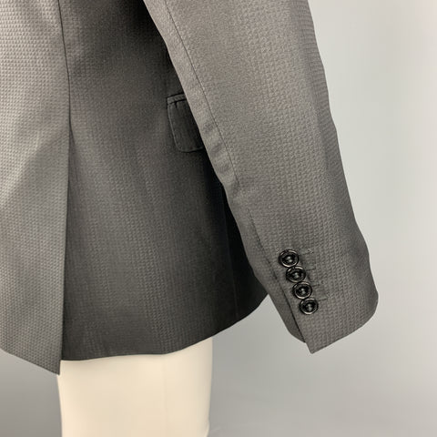 VERSACE COLLECTION Size 42 Grid Black on Black Notch Lapel Sport Coat