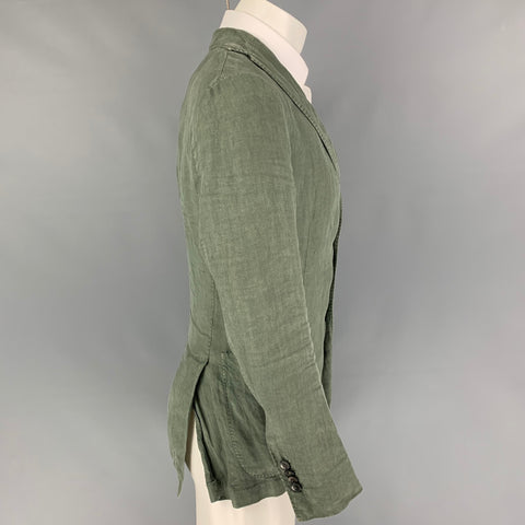 BOGLIOLI Size 36 Olive Linen Notch Lapel Sport Coat
