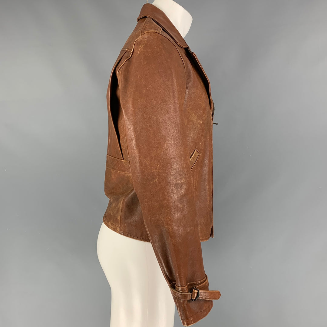 POLO by RALPH LAUREN Size S Tan Distressed Leather Jacket