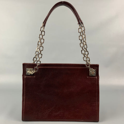 Vintage BALLY Burgundy & Silver Leather Shoulder Bag
